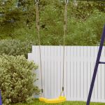 Leagăn de exterior pentru copii single, galben, funie reglabilă GartenMobel Dekor