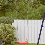 Leagăn de exterior pentru copii single, roșu, funie reglabilă GartenMobel Dekor