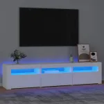 Comodă TV cu lumini LED, alb, 180x35x40 cm GartenMobel Dekor