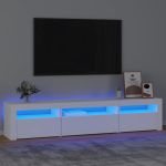 Comodă TV cu lumini LED, alb, 195x35x40 cm GartenMobel Dekor