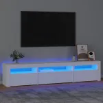 Comodă TV cu lumini LED, alb, 195x35x40 cm GartenMobel Dekor