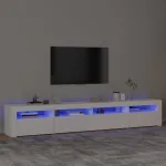 Comodă TV cu lumini LED, alb, 240x35x40 cm GartenMobel Dekor