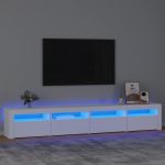 Comodă TV cu lumini LED, alb, 240x35x40 cm GartenMobel Dekor