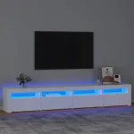 Comodă TV cu lumini LED, alb, 240x35x40 cm GartenMobel Dekor