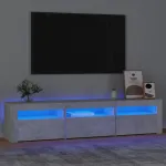 Comodă TV cu lumini LED, gri beton, 180x35x40 cm GartenMobel Dekor