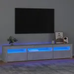 Comodă TV cu lumini LED, gri beton, 195x35x40 cm GartenMobel Dekor