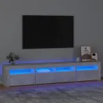 Comodă TV cu lumini LED, gri beton, 210x35x40 cm GartenMobel Dekor