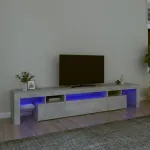 Comodă TV cu lumini LED, gri beton, 215x36,5x40cm GartenMobel Dekor