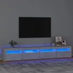 Comodă TV cu lumini LED, gri beton, 240x35x40 cm GartenMobel Dekor