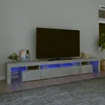 Comodă TV cu lumini LED, gri beton, 260x36,5x40cm GartenMobel Dekor