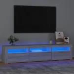Comodă TV cu lumini LED, gri sonoma, 180x35x40 cm GartenMobel Dekor