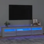 Comodă TV cu lumini LED, gri sonoma, 195x35x40 cm GartenMobel Dekor