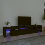Comodă TV cu lumini LED, negru, 215x36,5x40 cm GartenMobel Dekor