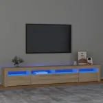 Comodă TV cu lumini LED, stejar sonoma, 240x35x40cm GartenMobel Dekor