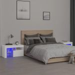 Noptiere cu lumini LED, 2 buc., alb, 70x36,5x40 cm GartenMobel Dekor