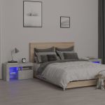 Noptiere cu lumini LED, 2 buc., gri beton, 70x36,5x40 cm GartenMobel Dekor
