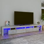 Comodă TV cu lumini LED, gri beton, 260x36,5x40cm GartenMobel Dekor