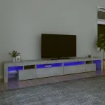 Comodă TV cu lumini LED, gri beton, 290x36,5x40 cm GartenMobel Dekor