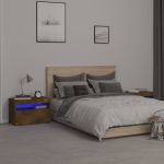 Noptiere cu lumini LED, 2 buc., stejar fumuriu, 60x35x40 cm GartenMobel Dekor