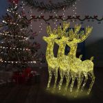 Ren de Crăciun 250 LED-uri, 3 buc., alb cald, 180 cm, acril XXL GartenMobel Dekor