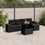 Set mobilier de grădină cu perne, 6 piese, negru, poliratan GartenMobel Dekor