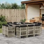 Set mobilier de grădină cu perne 11 piese gri deschis poliratan GartenMobel Dekor