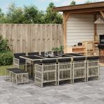 Set mobilier de grădină cu perne 13 piese gri deschis poliratan GartenMobel Dekor