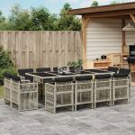 Set mobilier de grădină cu perne 13 piese gri deschis poliratan GartenMobel Dekor