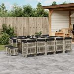 Set mobilier de grădină cu perne 15 piese gri deschis poliratan GartenMobel Dekor
