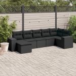 Set canapele de grădină cu perne, 7 piese, negru, poliratan GartenMobel Dekor