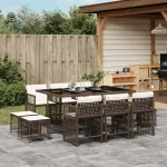 Set mobilier de grădină cu perne, 11 piese, maro, poliratan GartenMobel Dekor