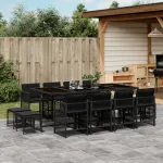 Set mobilier de grădină cu perne, 13 piese, negru, poliratan GartenMobel Dekor