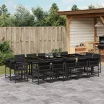 Set mobilier de grădină cu perne, 15 piese, negru, poliratan GartenMobel Dekor
