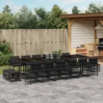 Set mobilier de grădină cu perne, 17 piese, negru, poliratan GartenMobel Dekor