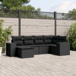 Set mobilier de grădină cu perne, 6 piese, negru, poliratan GartenMobel Dekor