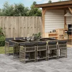 Set mobilier grădină cu perne, 9 piese, gri, poliratan GartenMobel Dekor