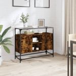 Dulap, blat din sticlă stejar fumuriu 98x35x81cm lemn prelucrat GartenMobel Dekor