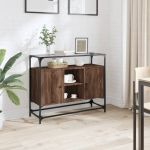 Dulap, blat din sticlă stejar maro 98x35x81 cm lemn prelucrat GartenMobel Dekor