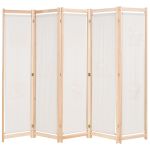 Paravan cameră, 5 panouri, crem, 200x170x4 cm, material textil  GartenMobel Dekor