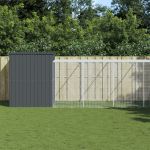 Cușcă de câine cu țarc antracit 214x1069x181 cm oțel galvanizat GartenMobel Dekor