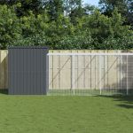 Cușcă de câine cu țarc antracit 214x865x181 cm oțel galvanizat GartenMobel Dekor