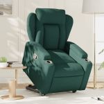 Fotoliu rabatabil ridicare pe verticală, verde închis, textil GartenMobel Dekor