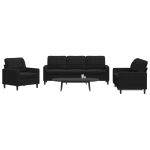 Set de canapele cu perne, 3 piese, negru, catifea GartenMobel Dekor