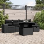 Set mobilier de grădină cu perne, 6 piese, negru, poliratan GartenMobel Dekor