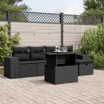 Set mobilier de grădină cu perne, 6 piese, negru, poliratan GartenMobel Dekor