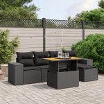 Set mobilier de grădină cu perne, 6 piese, negru, poliratan GartenMobel Dekor