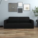 Husă elastică pentru canapea cu 2 locuri negru poliester jerseu GartenMobel Dekor