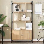 Bibliotecă cu uși stejar sonoma 76,5x30x154,5 cm lemn compozit GartenMobel Dekor