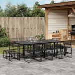 Set mobilier de grădină, 13 piese, negru, poliratan GartenMobel Dekor
