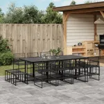 Set mobilier de grădină, 13 piese, negru, poliratan GartenMobel Dekor